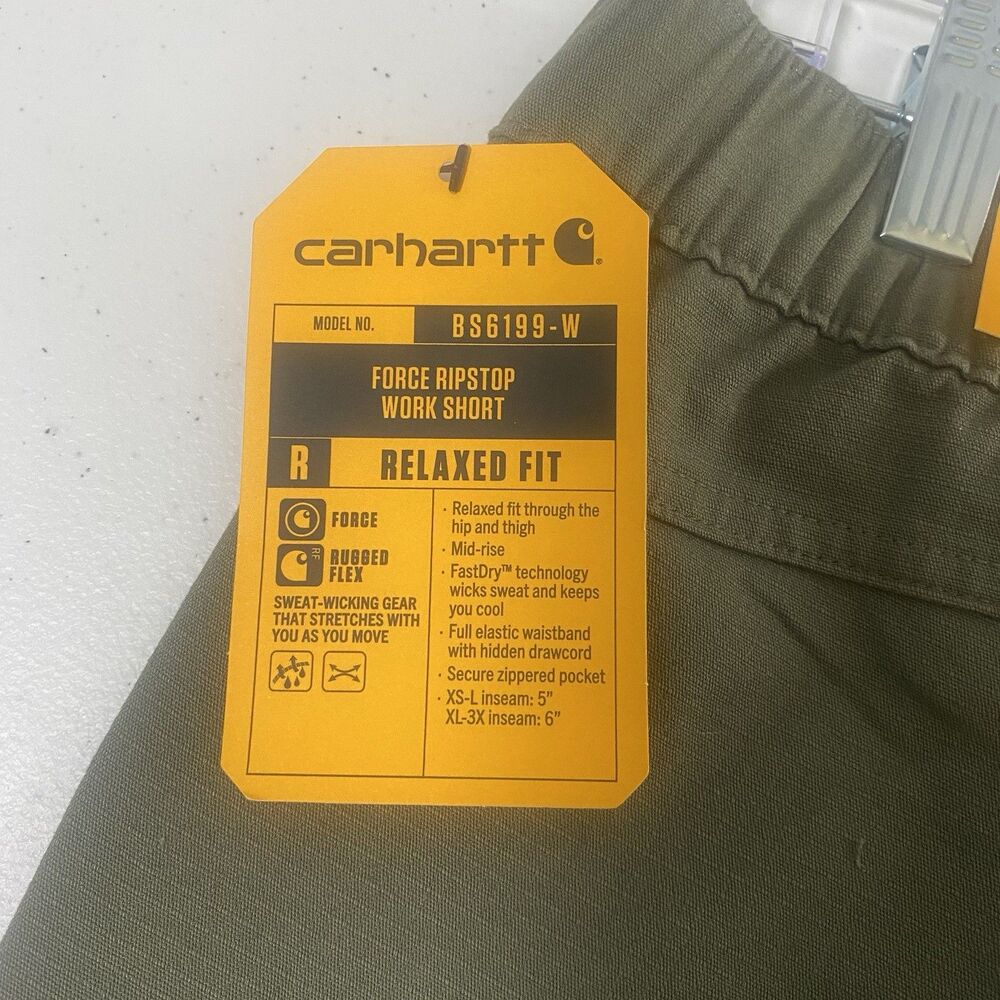 Carhartt Womens Force Ripstop Work Short 5" Green Size Medium NWT New - Picture 5 of 13